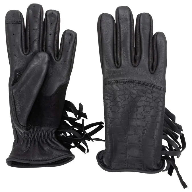 Black Mens Alligator Leather Gloves Drive Work Glove Windproof