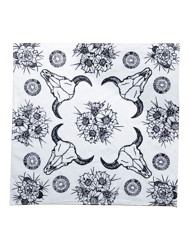 Bison Blossom Bandana White