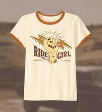 Load image into Gallery viewer, Ride Like A Girl Ringer Tee

