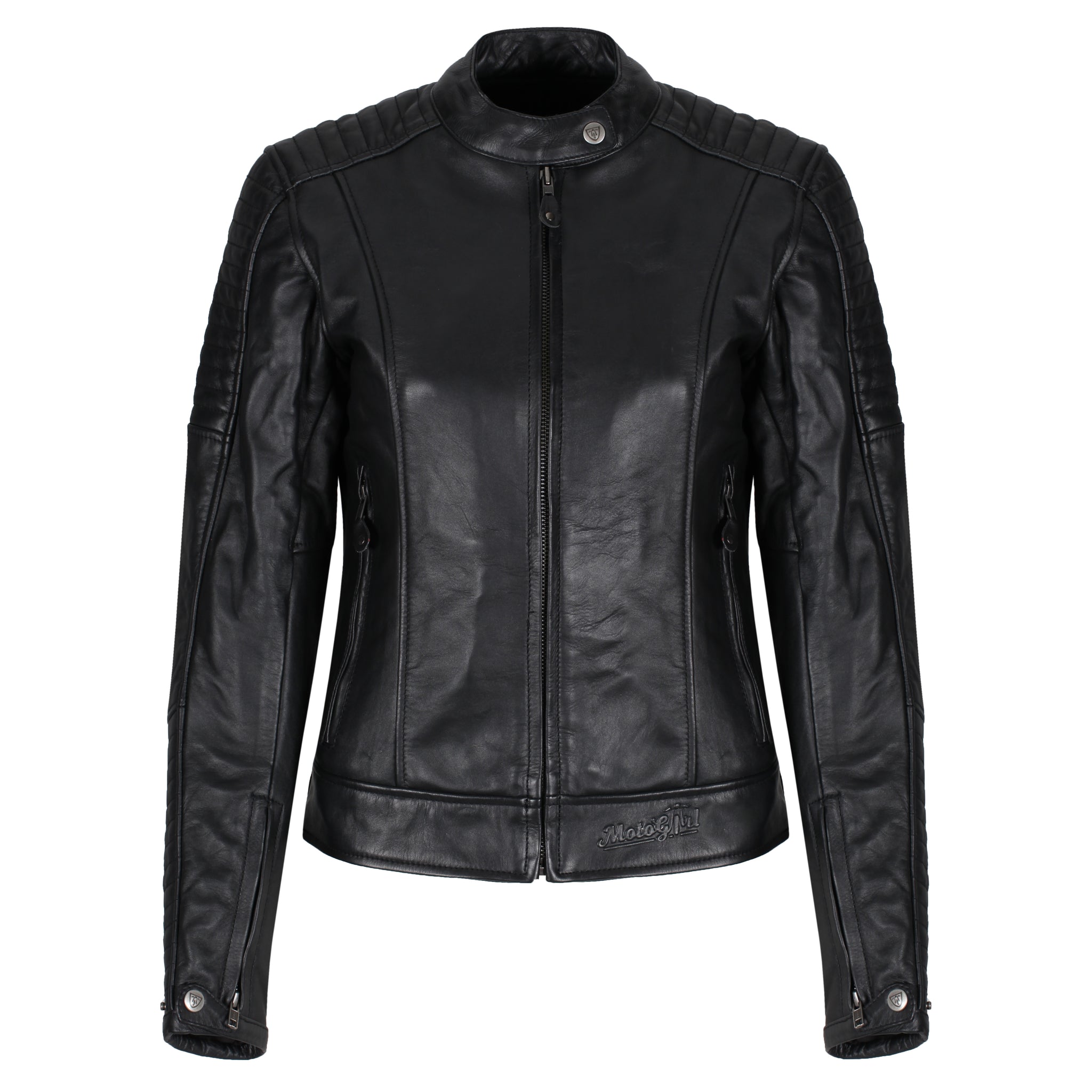 WILDA Black hotsell Ladies Leather Motorcycle Moto Biker Riding Round Collar Jacket XL