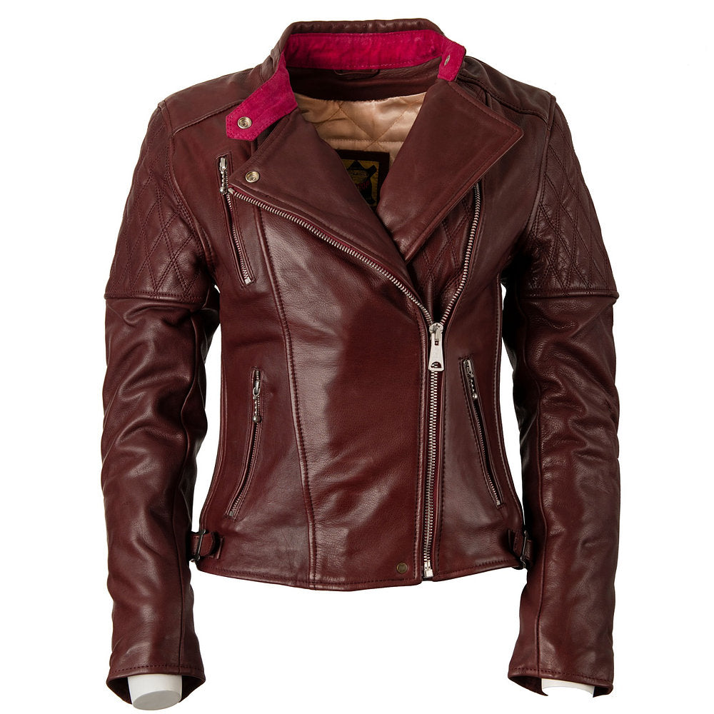 Women s Red Motorcycle Jacket Bobber Jacket Burgundy